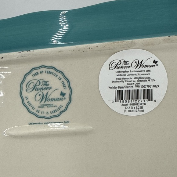 Pioneer Woman Christmas Farm Barn Cow Serving Platter Tray 12.2" X 6.2" - Picture 10 of 10